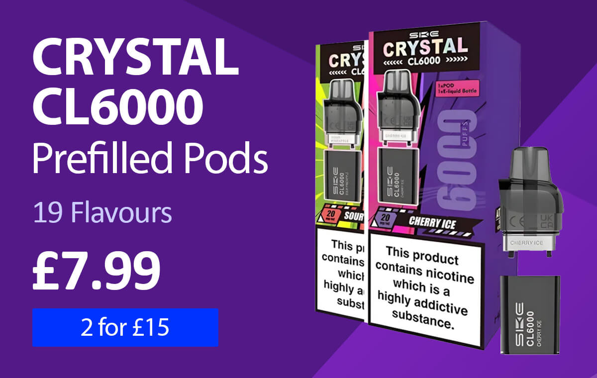 Crystal CL6000 Prefilled Pods - 19 Flavours - £7.99