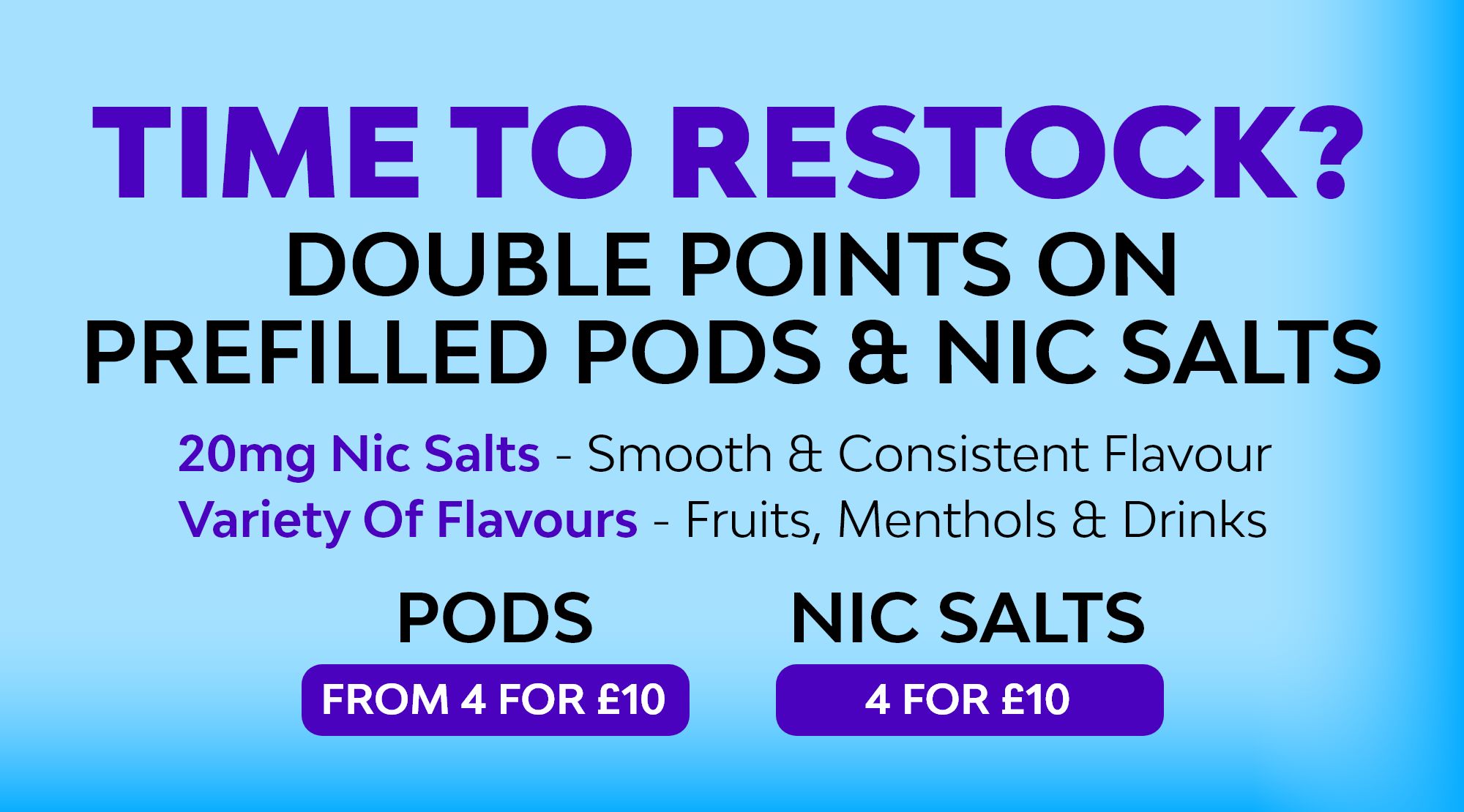 Get x2 points on any purchase of SKE Crystal Bar nic salt e-liquid or prefilled pod.