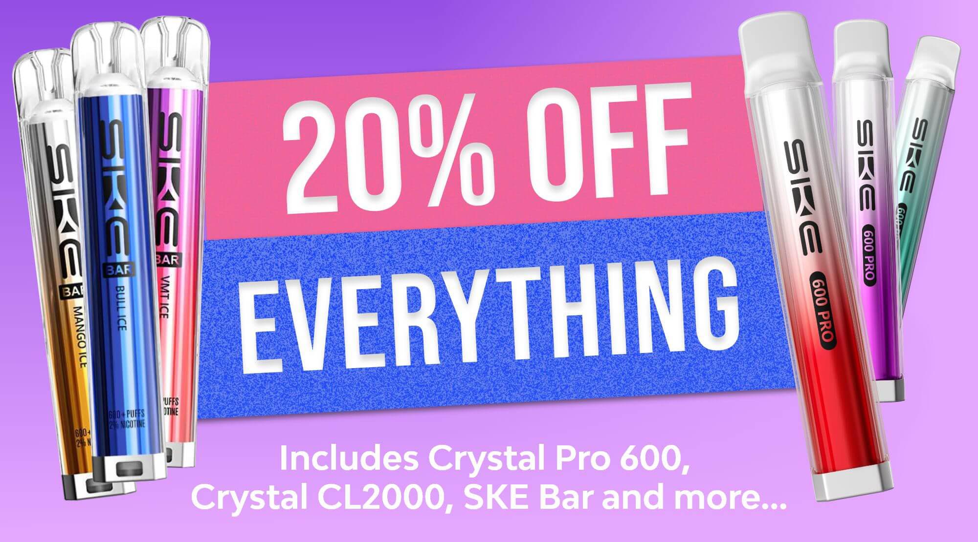 20% off all SKE Crystal Bar products - limited time offer.