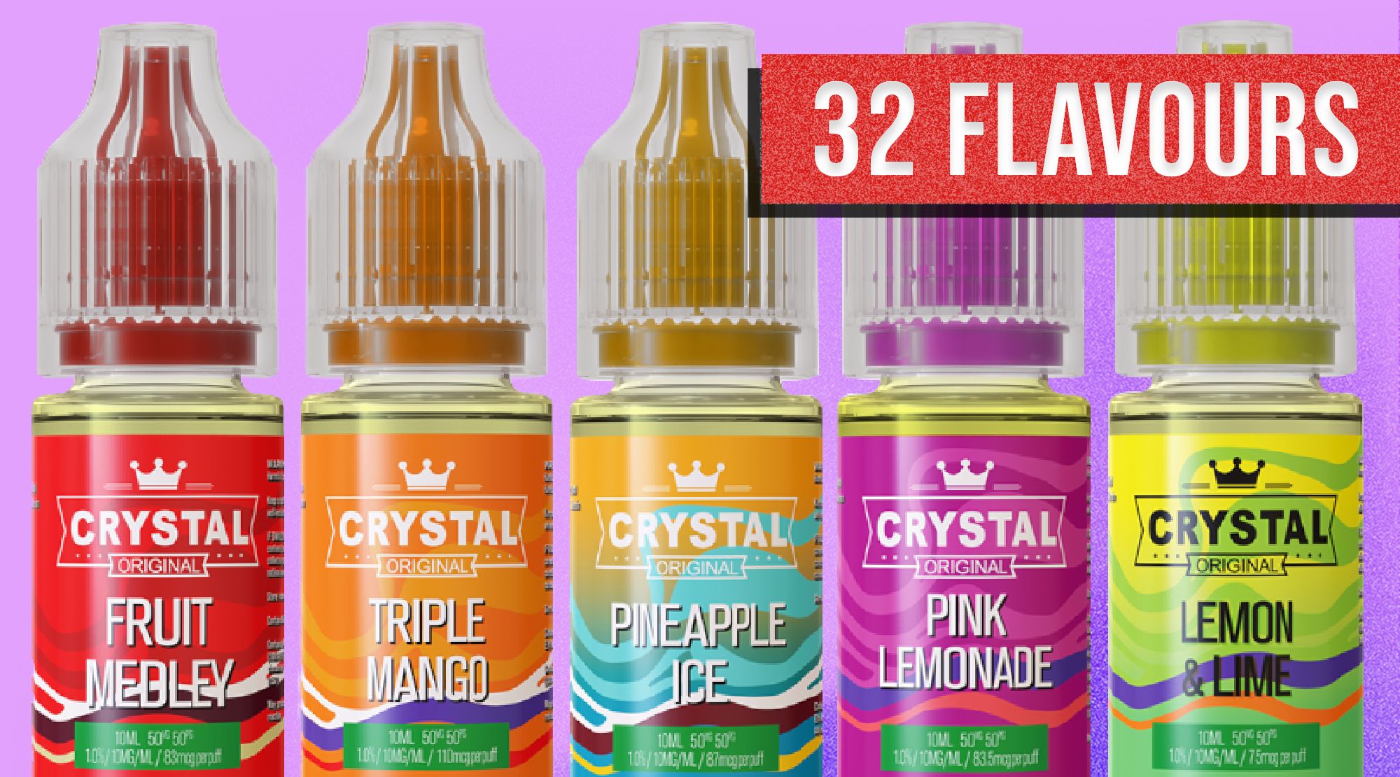 Shop SKE Crystal nic salts and earn double reward points, with 32 flavours available.