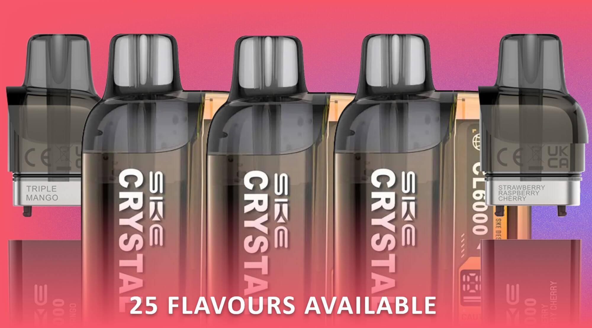 Shop any SKE Crystal CL6000 prefilled kit or pods - 25 flavours available.